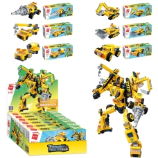 Конструктор Qman 1417 будтехніка, от70дет, 6шт (6 видів) в дисплеї 22,5-10-28,5см