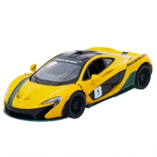 Металлическая машинка Kinsmart 1:36 McLaren P1 инерционная, жёлтая с принтом, KT5393WF