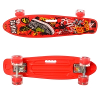 Пенні борд із PU колесами з підсвіткою, червоний з дизайном 0749-6-6