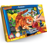 Картина по номерам 32x23 см 'Котенок' с рамкой, краски и кисть (KN-01-05)