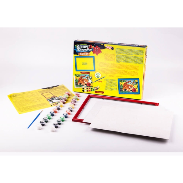 Картина по номерам 32x23 см 'Котенок' с рамкой, краски и кисть (KN-01-05)