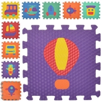 Килимок Мозаїка MR 0358 EVA, підлогове покриття, транспорт / техніка, масажний, 6 текстур, пазл, 9дет (9мм, 32-32см), в кульку 32-32-8,5см