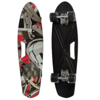 Пенни борд Скейтборд пластиковый с ручкой для детей с принтом и светящимися колесами MS0462-6