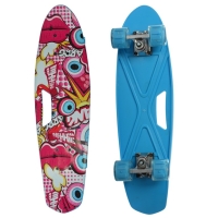 Пенни борд Скейтборд пластиковый с ручкой для детей с принтом и колесами, которые светятся MS0462-3
