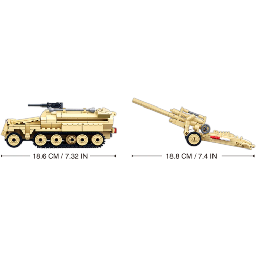 Конструктор Sluban WWII M38-B0695 Німецький БТР Sd.Kfz. 251 та гармата, 460 деталей