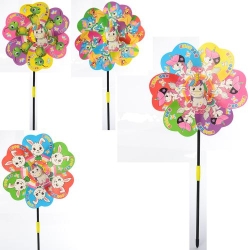 Вітрячок дитячий M 6241 «Єдиноріг та друзі» (діаметр 24 см, паличка 40 см)