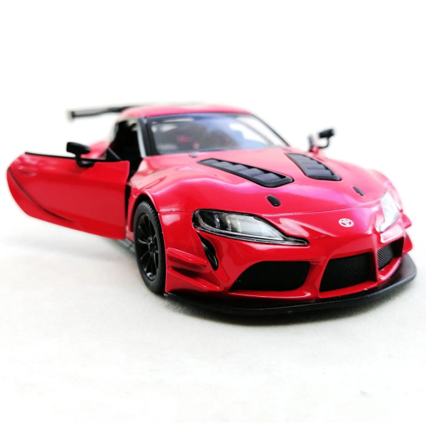 Машинка металлическая Kinsmart 1:36 Toyota GR Supra Racing Concept KT5421W инерционная, двери открываются / Красный