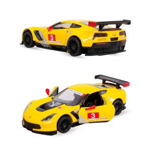 Машинка металева Kinsmart 1:36 Corvette C7. R Race Car 2016. Жовтого кольору (KT5397W)