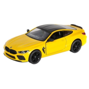 Металлическая машинка Kinsmart 1:38 BMW M8 Competition Coupe KT5425W инерционная, с открывающимися дверями / жёлтая
