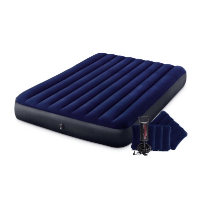 Надувний матрац Intex 64765 Dura-Beam Standard Queen з ручним насосом і 2 подушками
