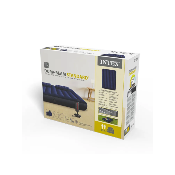 Надувной матрас Intex 64765 Dura-Beam Standard Queen с ручным насосом и 2 подушками
