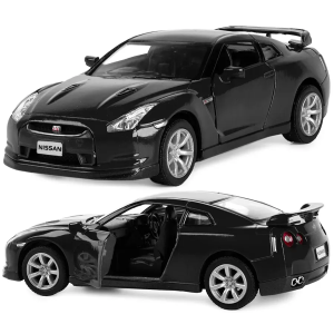 Машинка металева Kinsmart 1:36 2009 Nissan GT-R R35 інерційна, двері відчиняються KT5340W / Чорний