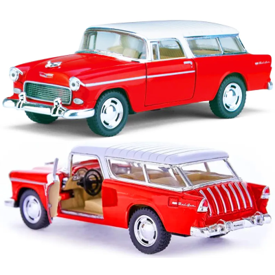 Машинка металлическая Kinsmart 1:40 1955 Chevrolet Nomad KT5331W инерция / Красно-белый