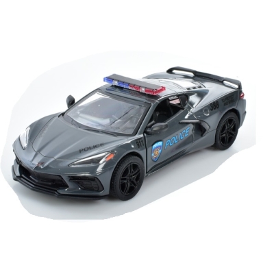 Модель машины KINSMART "Полиция Corvette 2021" KT5432WPR, инерционная 1:36, серый цвет