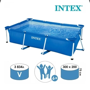Басейн каркасний прямокутний INTEX 28272NP Rectangular Frame 300×200×75 см, 3834 л