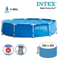 Бассейн каркасный Intex Metal Frame 28202NP 305×76 см с фильтр-насосом 1250 л/ч