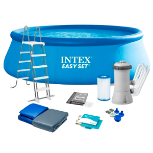 Intex Басейн 26166 NP об'єм:12430л, фільтр+насос, розмір:457х107см (3785л/год, драбина, тент, підстилка)