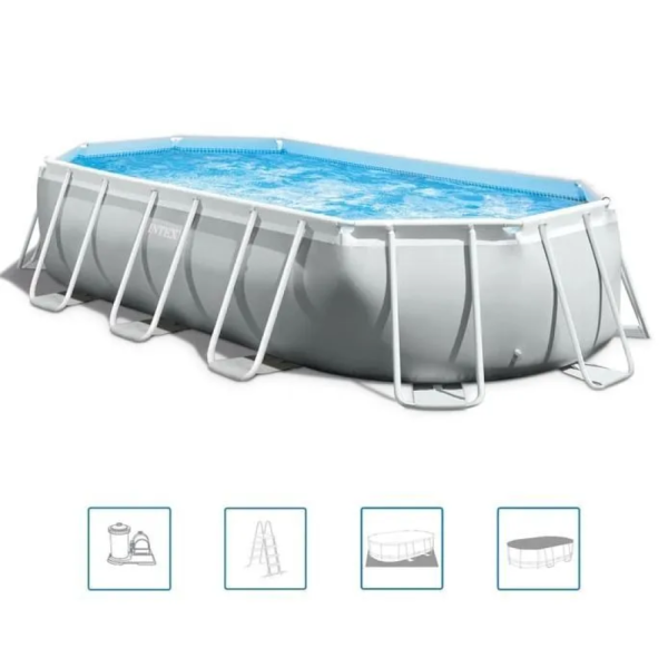 Intex Басейн каркасний 26796 NP об'єм:18202л, розмір:503х274х122см, сходи, насос-фільтр 5678 л/год, скіммер, в коробці