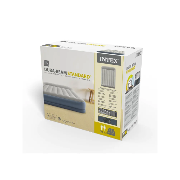 Intex Велюр матрац 64118 ND (2) 152х203х30см, вбудований електронасос, двоспальний