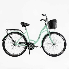 Велосипед міський Corso FORTUNA 28" FR-28403 + КОШИК одношвидкісний, сталева рама 20", корзина, багажник