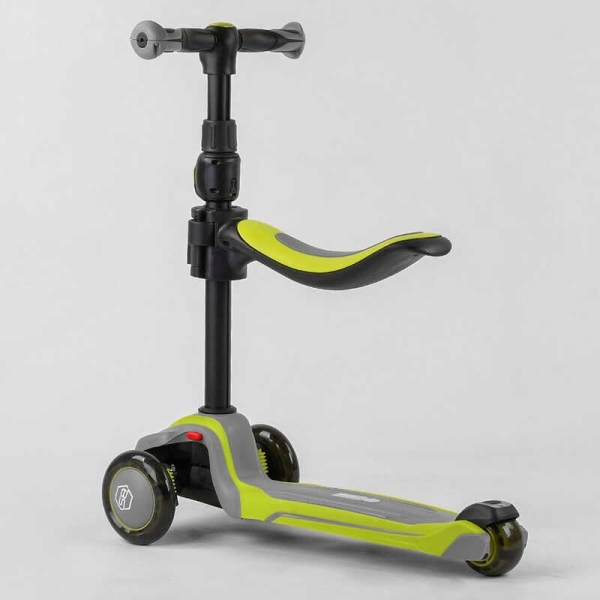 Самокат триколісний Best Scooter JS-20815  (4) з сидінням, алюмінієве кермо, 3 колеса PU зі світлом, d = 12 см