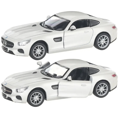 Металлическая модель машинки Kinsmart 1:36 Mercedes-AMG GT инерционная с открывающимися дверями KT5388W / Белый