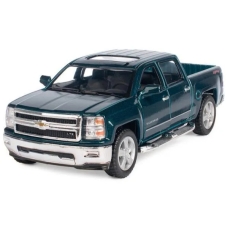 Металлическая инерционная машинка Kinsmart 1:46 2014 Chevrolet Silverado, открываются двери и багажник, KT5381W / Зеленый