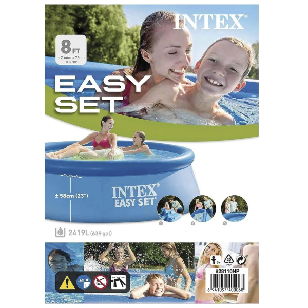 Бассейн надувной Intex 28110 NP размером 244x76 см, объем: 2420 л, вес: 6,3 кг