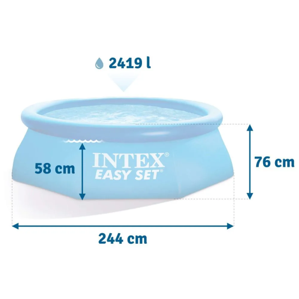 Басейн наливний Intex 28110 NP розміром 244х76см, об'єм: 2420л, вага: 6,3 кг
