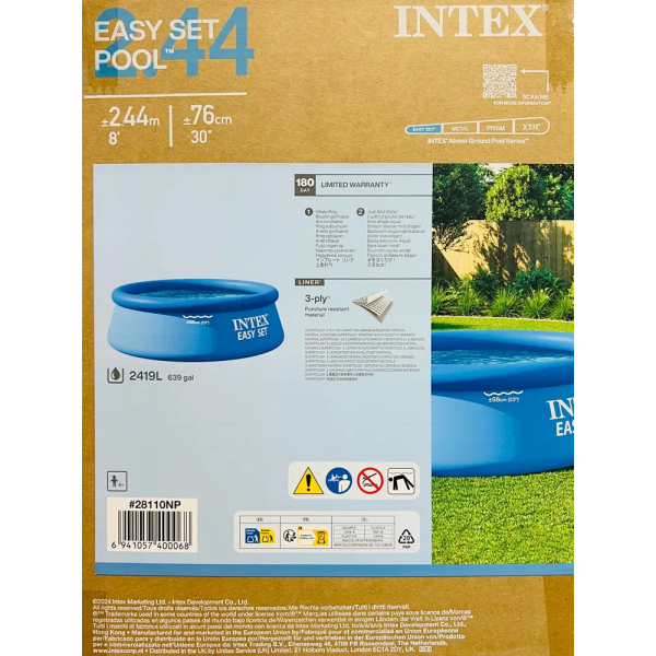 Бассейн надувной Intex 28110 NP размером 244x76 см, объем: 2420 л, вес: 6,3 кг