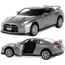 Машинка металева Kinsmart 1:36 2009 Nissan GT-R R35 інерційна, двері відчиняються KT5340W / Сріблястий