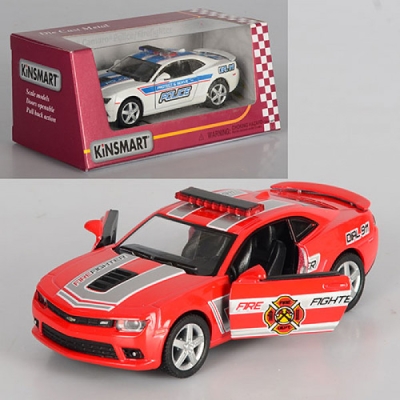 Машинка KT5383WPR (24шт) жел, інер-я, 1:38, відкр. двері, 2 види (поліція, пожежна), в кір-ці, 16-8-7 см