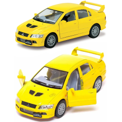 Машинка металева Kinsmart 1:36 "Mitsubishi Lancer Evolution VII" KT5052W інерційна, двері відчиняються / Жовтий