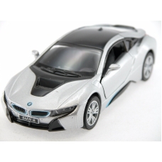 Машинка металева Kinsmart 1:36 BMW i8 інерційна, колір Сріблястий KT5379W