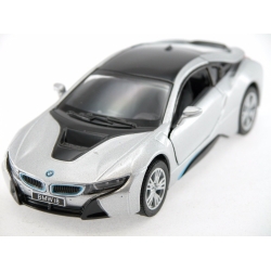 Машинка металева Kinsmart 1:36 BMW i8 інерційна, колір Сріблястий KT5379W