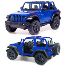 Машинка металева Kinsmart 1:34 2018 Jeep Wrangler KT5412WA інерційна, двері відчиняються / Синій з відкритим верхом