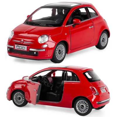Металлическая машинка Kinsmart 1:28 Fiat 500 2007 на инерции, открывающиеся двери / Красный KT5345W