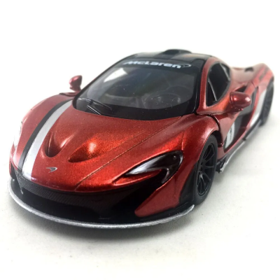 Металлическая инерционная машинка Kinsmart 1:36 McLaren P1, оранжевая с принтом, KT5393WF