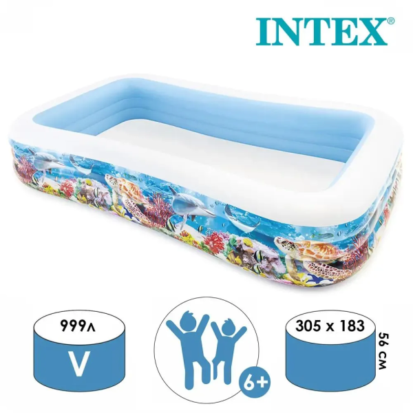 Басейн сімейний Intex 58485NP Тропічні рифи 305х183х56см  999 л. 6+