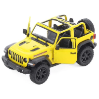 Машинка металева Kinsmart 1:34 2018 Jeep Wrangler KT5412WA інерційна, двері відчиняються / Жовтий з відкритим верхом