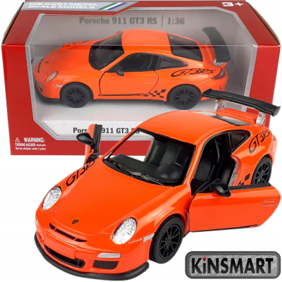 Металлическая машинка Kinsmart 1:36 2010 Porsche 911 GT3 RS KT5352W, инерционная / Оранжевый