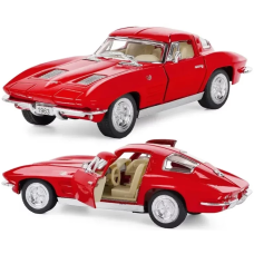 Машинка металлическая Kinsmart 1:36 1963 Corvette Sting Ray KT5358W инерционная, дверь открывается / Красный