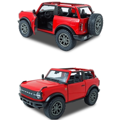 Машинка металлическая Kinsmart 1:34 2022 Ford Bronco (Open Top) KT5438WA инерционная, дверь открывается / Красный