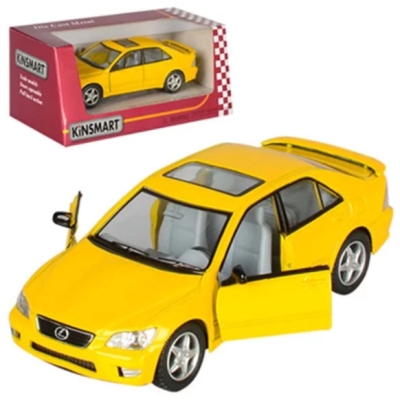 Металлическая машинка Kinsmart 1:36 Lexus IS 300 KT5046W инерционная, открывающиеся двери / Желтый