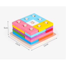Дерев'яна логічна іграшка Геометрика Сортер Тетріс MD0809