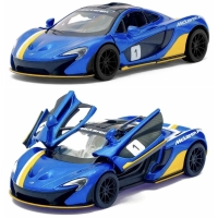 Металлическая инерционная модель McLaren P1 Kinsmart 1:36, KT5393WF, синяя с принтом