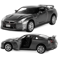 Машинка металева Kinsmart 1:36 2009 Nissan GT-R R35 інерційна, двері відчиняються KT5340W / Темно Сірий