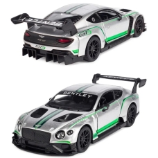 Металлическая машинка Kinsmart 1:38 "Bentley Continental GT3" инерционная, Серебристая, KT5417W