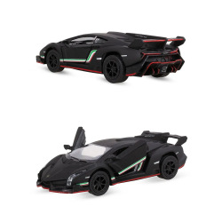 Металева машинка Kinsmart 1:36 Matte Lamborghini Veneno, інерційна, чорна, KT5370W