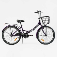 Велосипед складний Corso 24" Advance AD-24198 + КОШИК, одношвидкісний, складна сталева рама 14", корзина, багажник